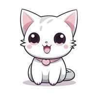 ai gerado fofa kawaii gato clipart ícone branco fundo. ai gerado foto