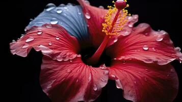ai gerado uma hibisco flor com uma Preto background.ai gerado. foto