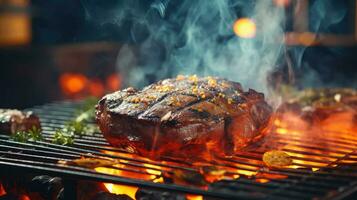 ai gerado peito fumaça churrasco Comida foto