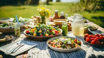 ai gerado verão estilo de vida piquenique Comida foto