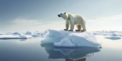 ai gerado polar Urso em gelo floe. Derretendo iceberg e global aquecimento. ai gerado foto