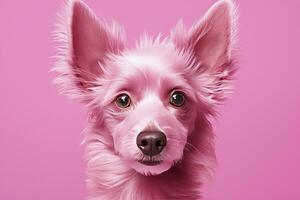 ai gerado Rosa colori cachorro em Rosa fundo. ai gerado foto