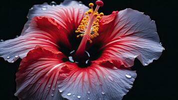 ai gerado uma hibisco flor com uma Preto background.ai gerado. foto