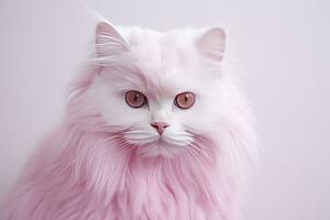 ai gerado Rosa colori gato em Rosa fundo. ai gerado foto