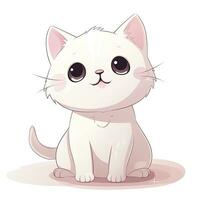 ai gerado fofa kawaii gato clipart ícone branco fundo. ai gerado foto