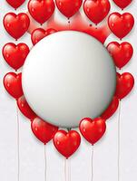 ai gerado branco círculo arredondado com vermelho coração balão ai generativo foto