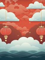 ai gerado retrato chinês lanterna com nuvens ai generativo foto