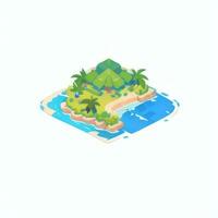ai gerado isométrico 3d tropical ilha construção ícone grampo arte adesivo decoração simples fundo foto