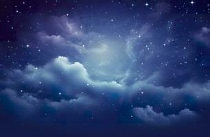 ai gerado espaço do noite céu com nuvens e estrelas. generativo ai foto