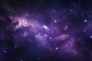 ai gerado roxa galáxia espaço estrelas dentro exterior espaço. ai gerado foto