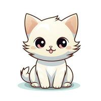 ai gerado fofa kawaii gato clipart ícone branco fundo. ai gerado foto