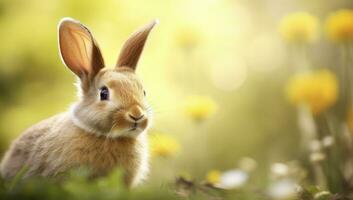 ai gerado Páscoa Coelho com lindo Primavera natureza. ai gerado foto