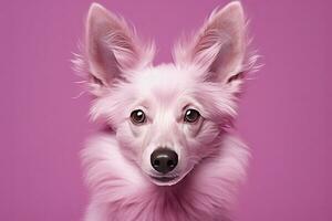 ai gerado Rosa colori cachorro em Rosa fundo. ai gerado foto