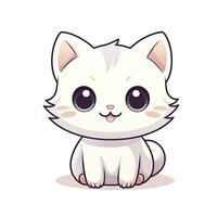 ai gerado fofa kawaii gato clipart ícone branco fundo. ai gerado foto