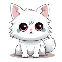 ai gerado fofa kawaii gato clipart ícone branco fundo. ai gerado foto