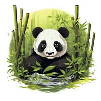 ai gerado fofa panda dentro a meio do uma bambu floresta. camiseta Projeto. ai gerado foto