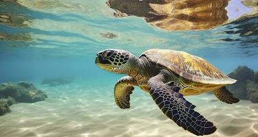 ai gerado foto do mar tartaruga dentro a galápagos ilha. generativo ai