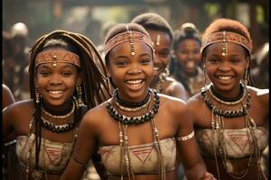 ai gerado zulu festival dança jovem menina foto