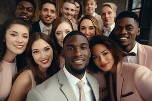 ai gerado multi étnico diversidade pessoas às Casamento foto