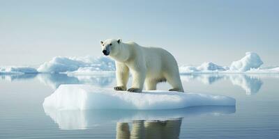 ai gerado polar Urso em gelo floe. Derretendo iceberg e global aquecimento. ai gerado foto