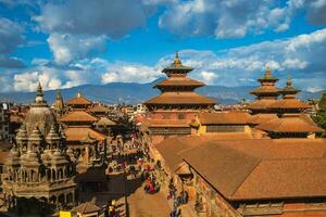 cenário do patan Durbar quadrado localizado às Katmandu dentro Nepal foto