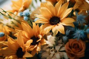 ai gerado verão laranja flores campo debaixo a verão Sol Alto qualidade ai generativo foto