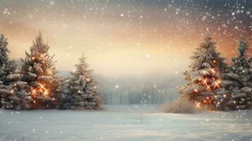 ai gerado inverno neve fundo bandeira com cópia de espaço, Natal, paisagem, ai generativo foto