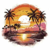 ai gerado tropical pôr do sol para camiseta Projeto. ai gerado foto