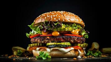 ai gerado delicioso carne hamburguer com derretido queijo ai generativo foto