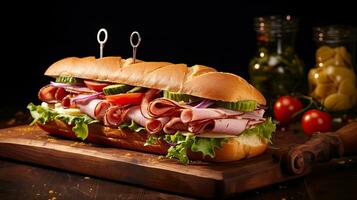 ai gerado delicioso submarino sanduíche ai generativo foto