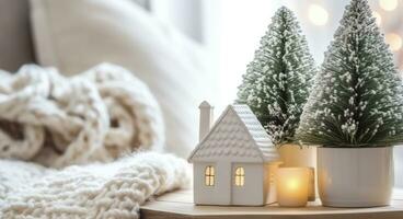 ai gerado uma acolhedor conceito do festivo casa decoração para Natal. ai gerado foto