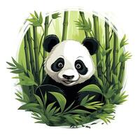 ai gerado fofa panda dentro a meio do uma bambu floresta. camiseta Projeto. ai gerado foto