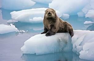 ai gerado mar lontra em gelo. ai gerado foto