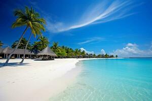 ai gerado imaculado Maldivas oceano de praia. gerar ai foto