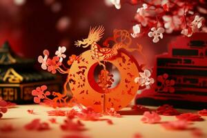 ai gerado acolhedor celebração conceptual convite para uma feliz chinês Novo ano foto
