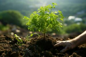 ai gerado verde iniciativa Novo árvore plantado Como parte do a luta contra clima mudança ai gerado foto