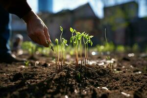 ai gerado de Meio Ambiente mordomia uma árvore ser plantado para contribuir para clima mudança mitigação ai gerado foto