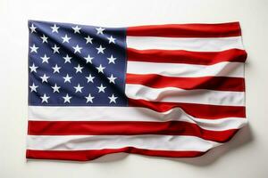 ai gerado americano bandeira e aberto quadro, Armação em branco fundo, simbolizando patriotismo foto