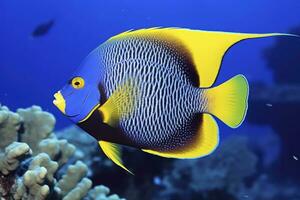 ai gerado lindo peixe anjo dentro a oceano. ai gerado foto