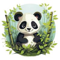 ai gerado fofa panda dentro a meio do uma bambu floresta. camiseta Projeto. ai gerado foto