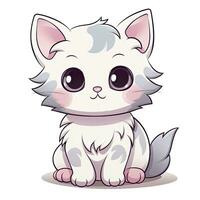 ai gerado fofa kawaii gato clipart ícone branco fundo. ai gerado foto