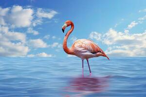 ai gerado Rosa flamingo dentro a água. ai gerado foto
