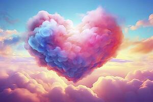 ai gerado lindo colorida dia dos namorados dia coração dentro a nuvens Como abstrato fundo. ai gerado foto