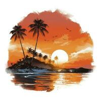 ai gerado tropical pôr do sol para camiseta Projeto. ai gerado foto