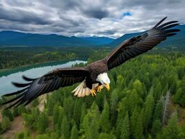 ai gerado americano Careca Águia dentro a natureza fundo foto