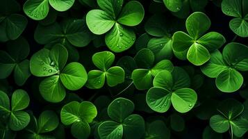 ai gerado fundo do trevo folhas para st. patrick's dia foto