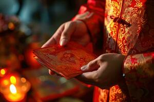 ai gerado uma por sorte vermelho pacote para pessoa dentro chinês Novo ano. ai generativo foto