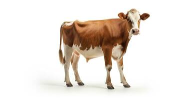 ai gerado vaca em branco fundo. leite, carne, carne bovina, rancho, Fazenda foto