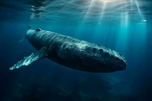 ai gerado embaixo da agua mar baleia criatura. gerar ai foto