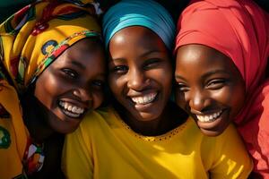 ai gerado africano mulheres sorridente juntos diversidade conceito com generativo ai foto